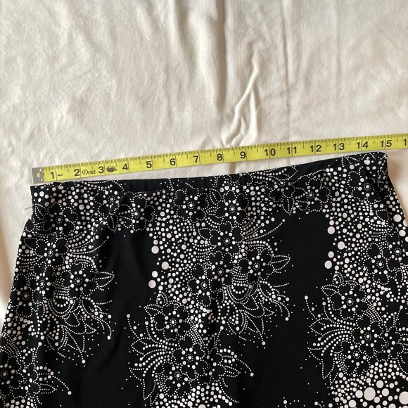 Whimsygoth Black and White Floral and Polka Dot Midi Skirt Fairy Hem Stretchy - Picture 6 of 9